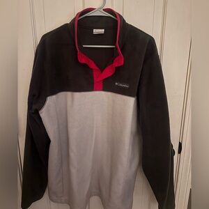 Columbia Black and Gray Fleece with Red Trim Mens L